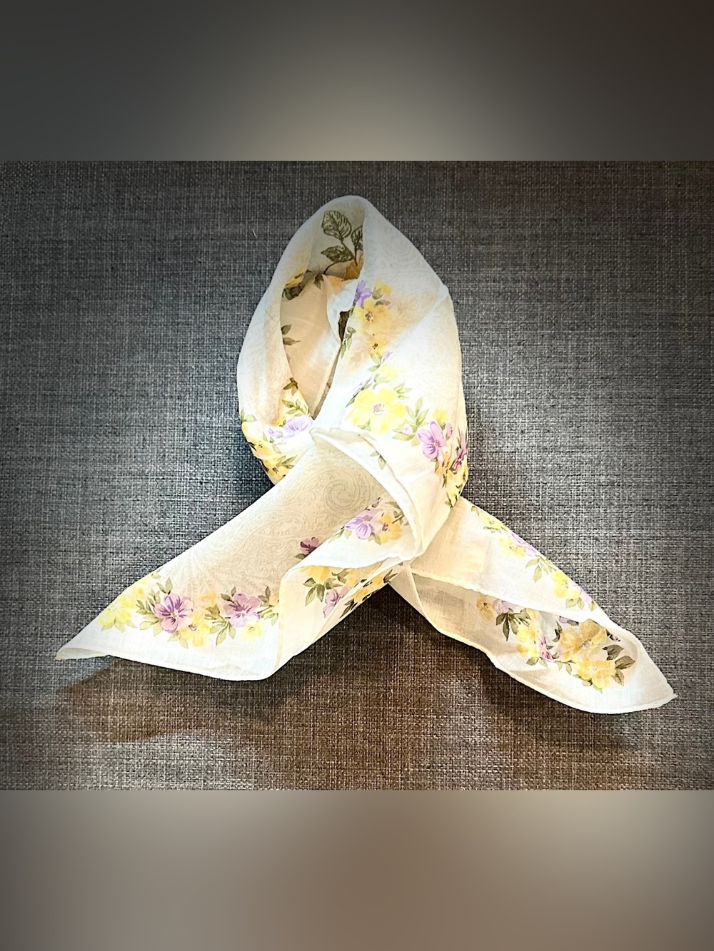 Nina Ricci Cream handkerchief with Yellow & Purple Floral Print